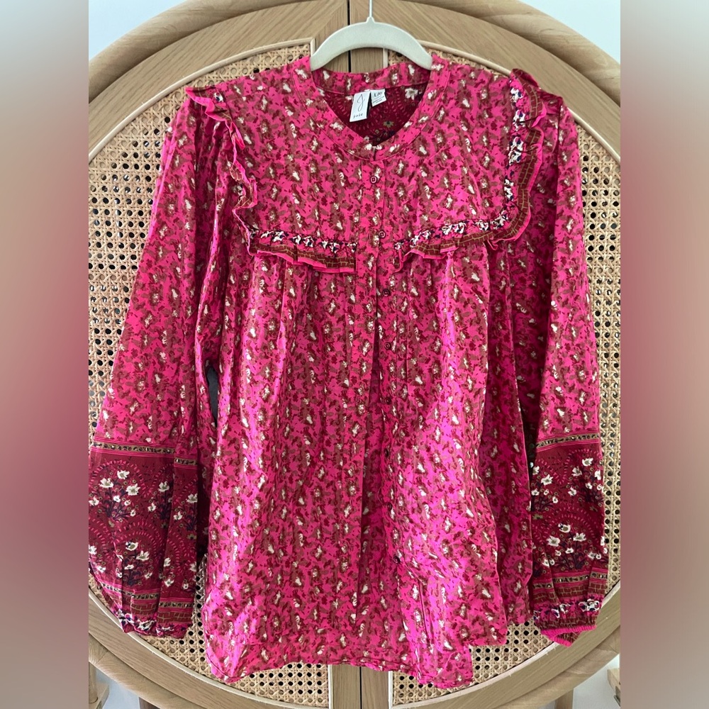 JOIE batik print peasant blouse size L